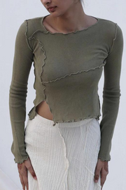 Rusty green, knit, cotton, hand-dyed, natural, sustainable brand, sheer, stretchable 