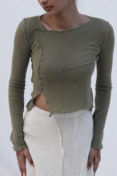 Rusty green, knit, cotton, hand-dyed, natural, sustainable brand, sheer, stretchable 