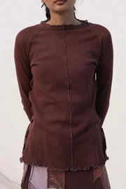 Top, Natural, brown,Sustainable brand, hand-dyed, knitted, sheer, stretchable