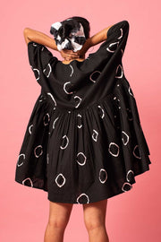 Back of NBNW 100% handloom cotton mini dover dress at Omi Na-Na