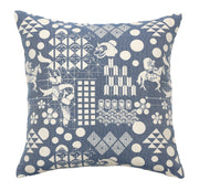 Front of Blue Festival Woven Cushion Cover made from 100% cotton