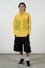 hand block-printed, shirt, stripes, bold pockets, Cotton Khadi, sustainable brand, summer colours