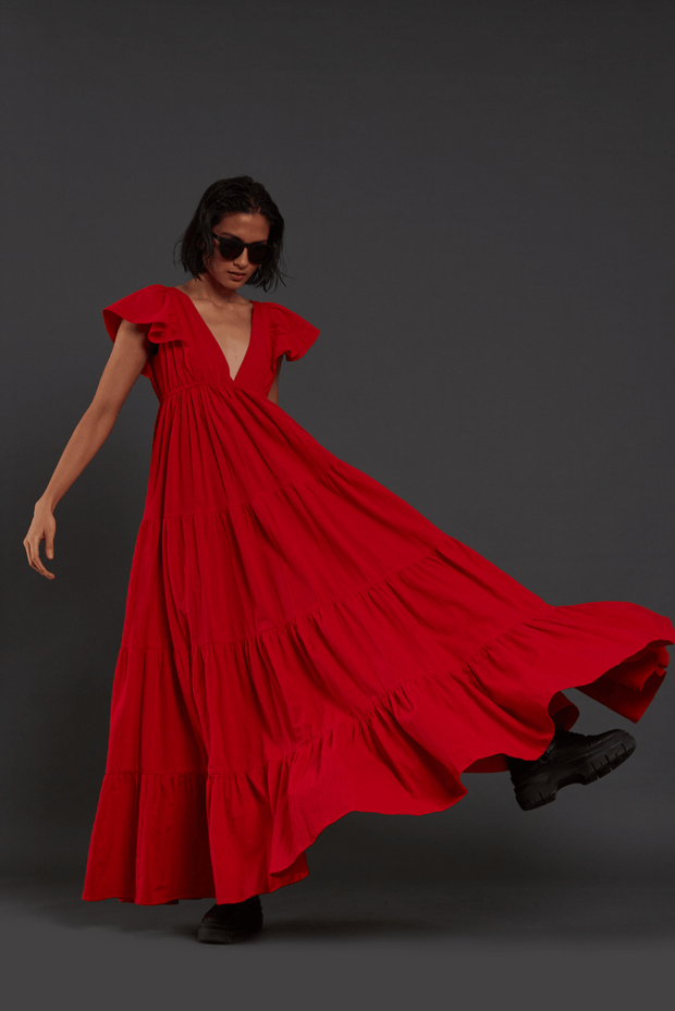 Red Raasta Gown - M, L, XL (UK 10, 12 & 14)