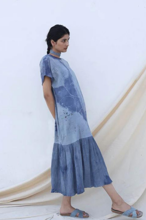 Dress, knit, cotton, sustainable brand, hand-dyed, indigo, pockets, comfortable