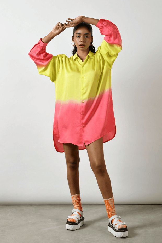 Sunshine Smoothie Short Square Shirt Dress