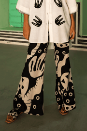 Pants, Abstract print, Jantar Mantar trousers, fit-and-flare , Modal fabric, slim fit, flared hem, cotton , stylish, summer