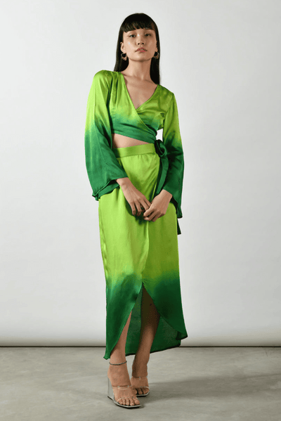 NorBlack NorWhite Satin Skirt Summer Green