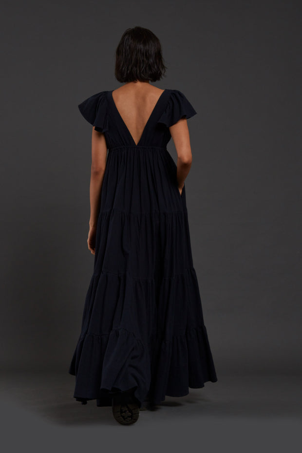 Navy Raasta V-Neck Gown - M (UK 10)