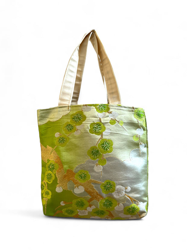 kimono obi silk bag green back