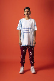 Front full length view of unisex colonisation was a start-up tee in 100% cotton
