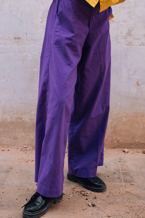 Indigo trousers comfortable cotton sustainable brand