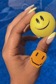 smiley yellow ring beads easy-wear 