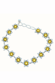white yellow flower choker necklace beads easy-wear