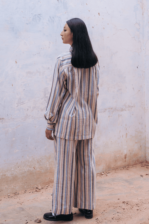 white stripes trousers comfortable cotton sustainable brand