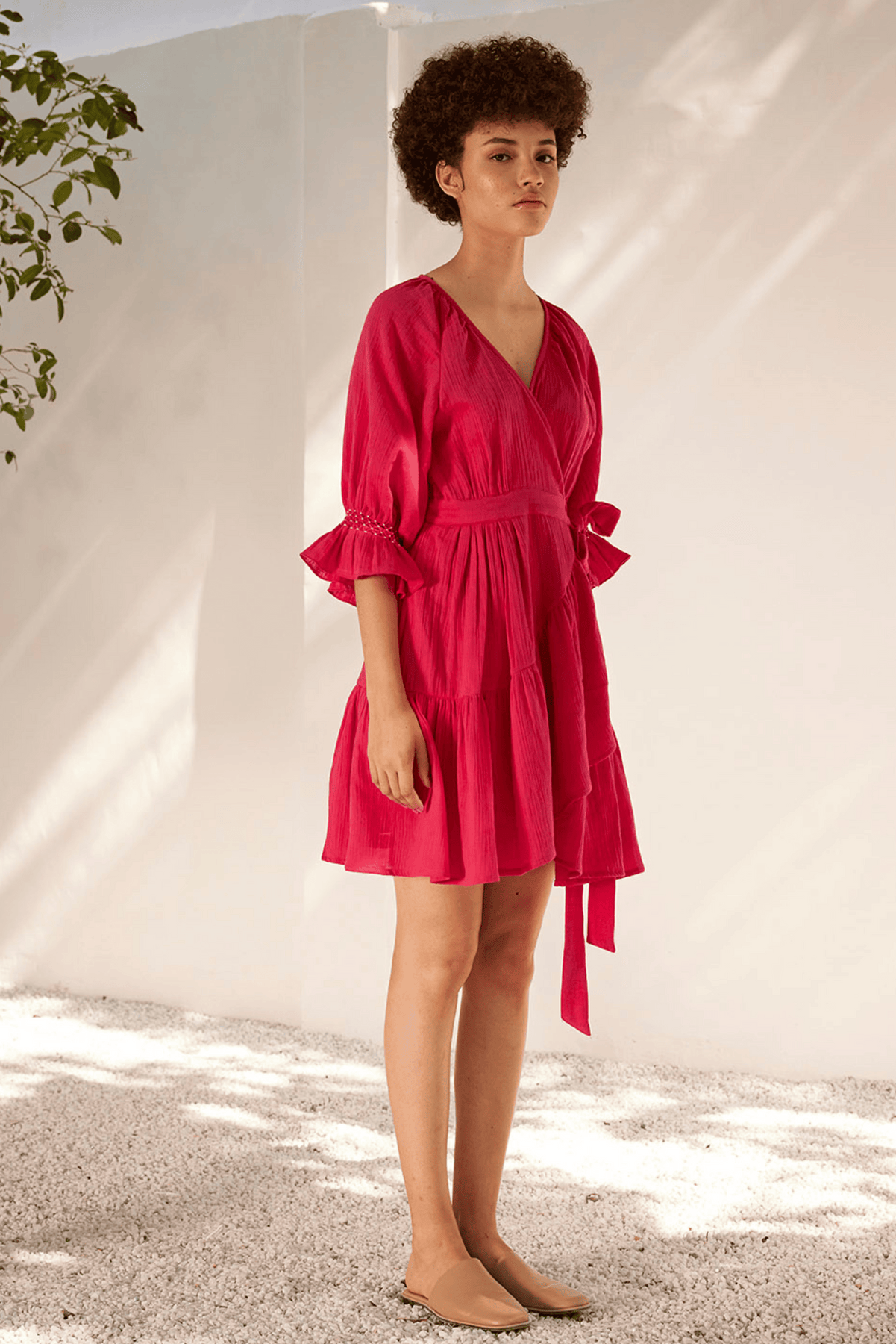 H&m red top wrap dress