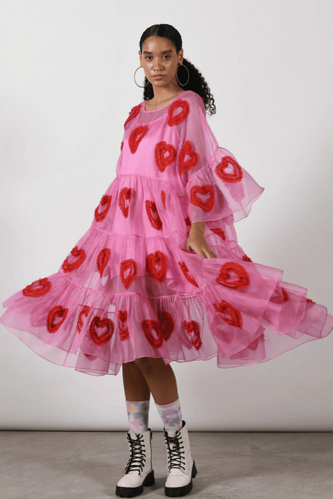 All Hearts Multi Tier Dress Pink Red Omi Na Na s Ethical