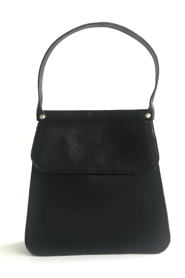 Black leather sustainable hand bag