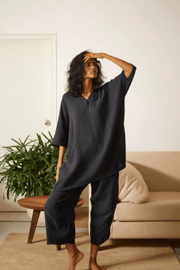 cotton co-ords sustainable brand comfort free look black