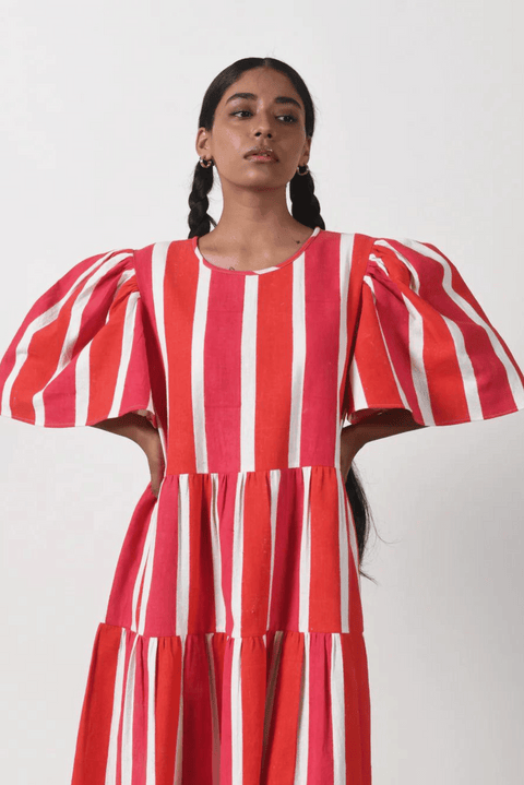 summer dress simple tiered 100% Cotton printed handwoven  