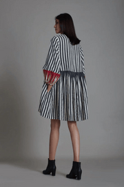 breathable comfortable travel wear hand-block striped dress  sustainable