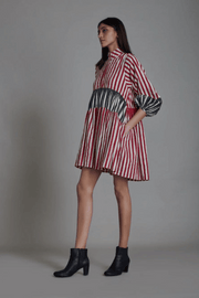 breathable comfortable travel wear hand-block striped dress  sustainable