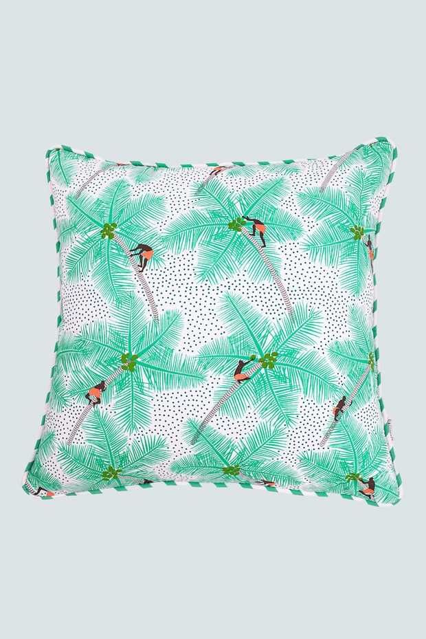 Mint Coconut Palm Pickers Cushion Cover