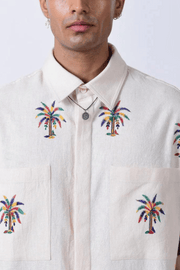 palm embroidered multi color shirt 100% cotton sustainable brand