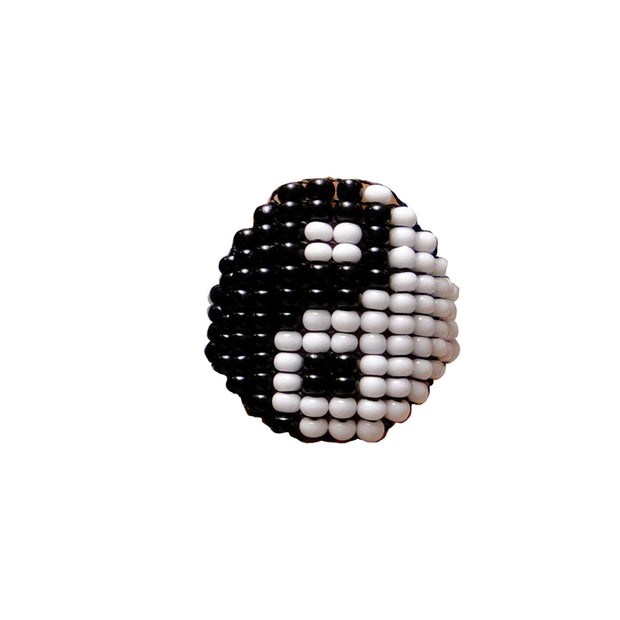 small yin yang black white ring beads easy-wear