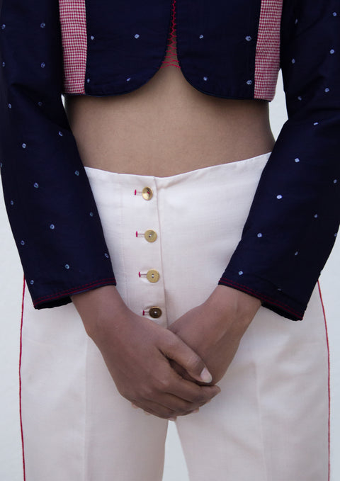 Bottom of sophia reversible blouse top in mashru silk