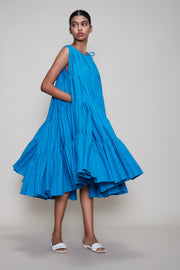 Kaya Tiered Dress in Blue - L (UK 12)