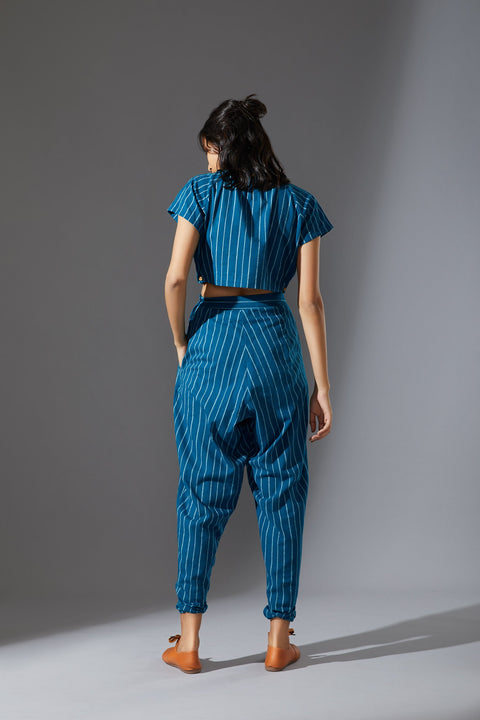 On Location Ribbed Top & Trouser Set in Blue - XL (UK 14)