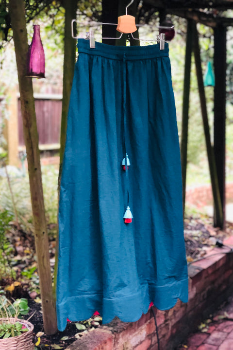 Teal Scallop Skirt - XS & S (UK 6 & 8)