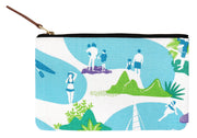 Hand screen printed Resort Life Clutch Pouch / travel pouch /make up bag in 100% cotton