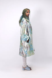 Side of unisex shimmy shimma trench in lurex