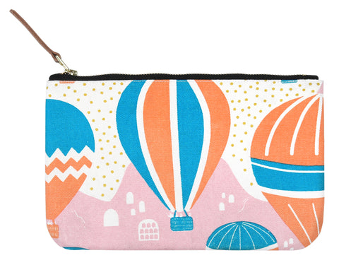 Balloons at Dawn Clutch Pouch / Make up bag / Travel Pouch made from cotton