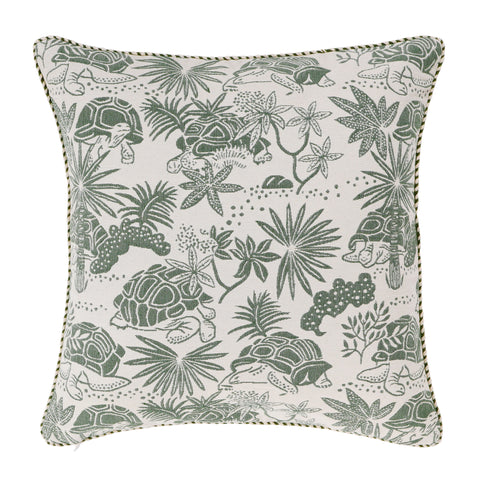 Back of Green Tortoise Woven Cushion Cover in 100% cotton